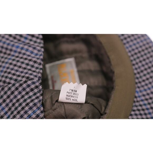 Failsworth Gray/Blue Check Wool Newsboy Cap Hat Made in Britain 7 1/8 - 58 cm - Picture 7 of 7